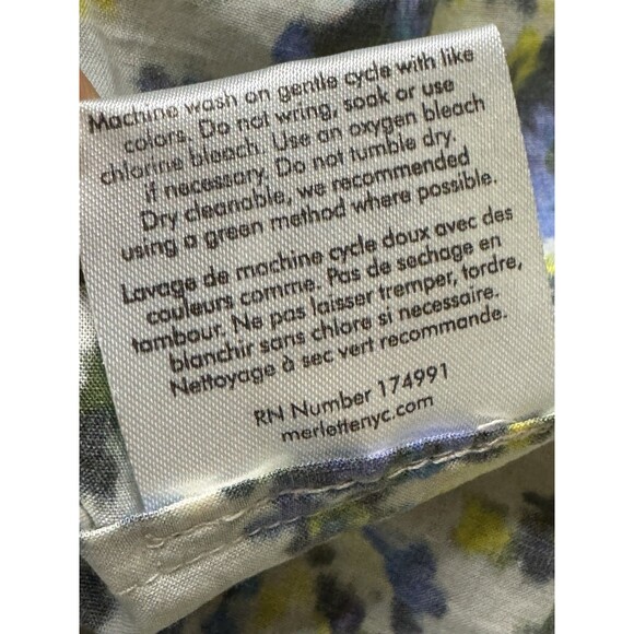 Merlette Sol Top Blouse X-Small Tiered Blue Yellow Floral Print Pima Cotton EUC - Picture 7 of 10